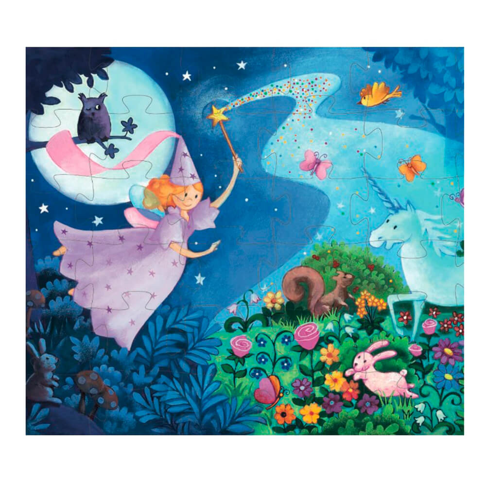 Puzle silueta La fada i l'unicorn